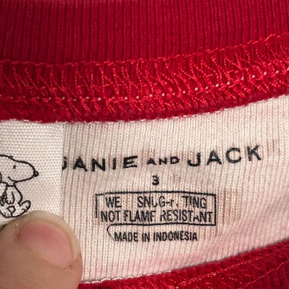 Janie and Jack Kids Snoopy Peanuts PJs Red White Size 3
